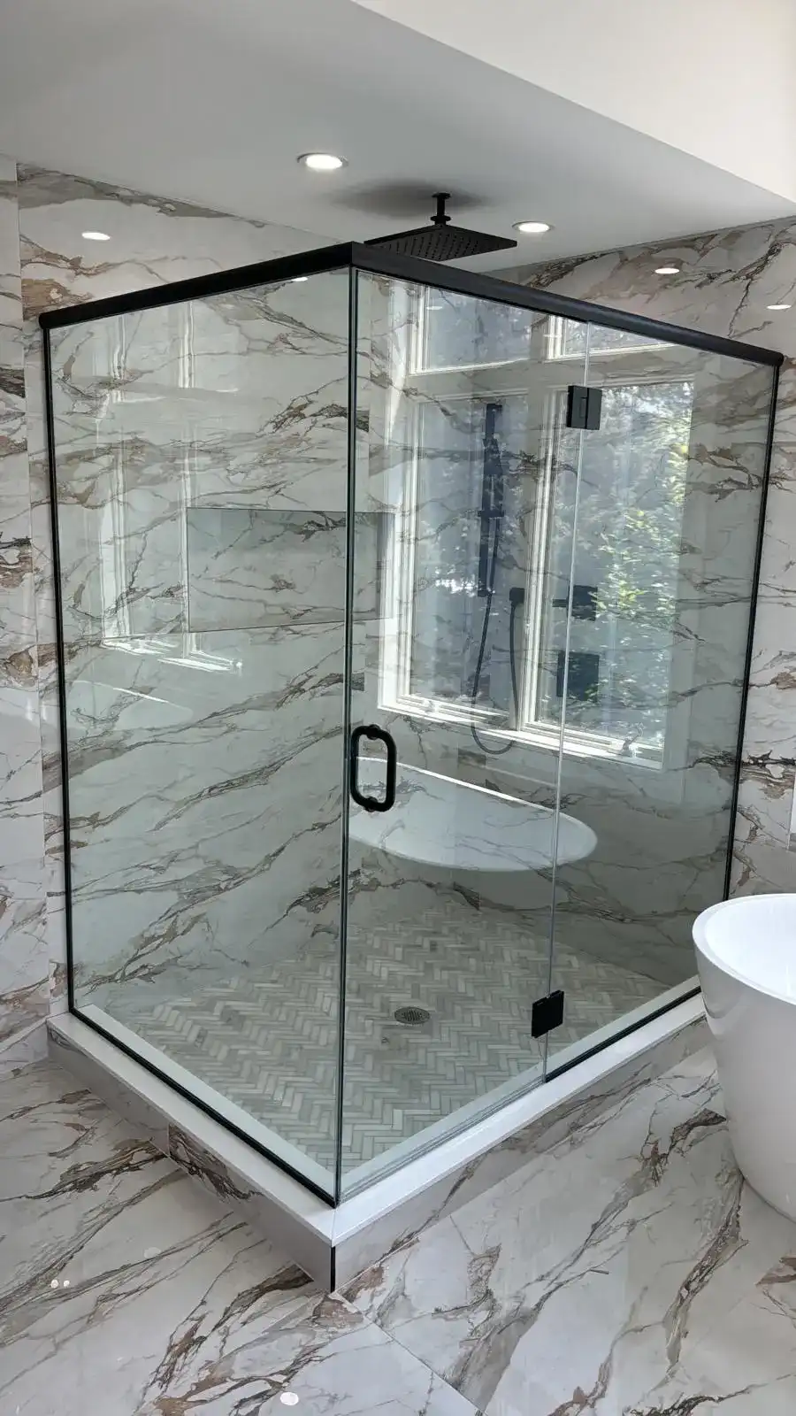 Large custom vanity mirror installed by RB Glass